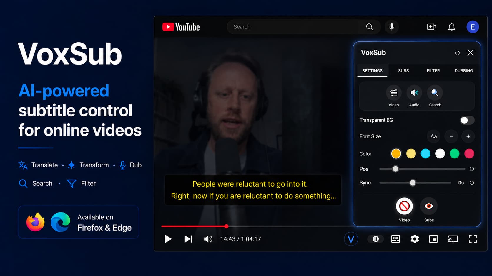 VoxSub complete subtitle control dashboard