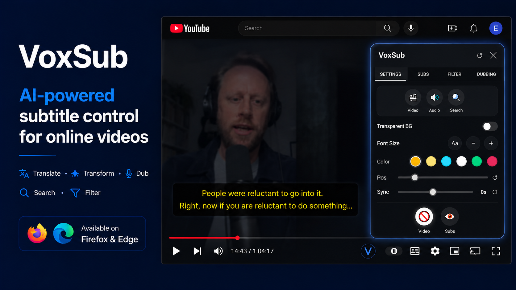 VoxSub Complete Subtitle Control Dashboard