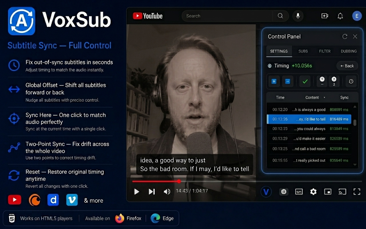 Subtitle Sync - Full Timing Control